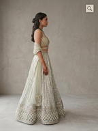 Green lehenga with pearl