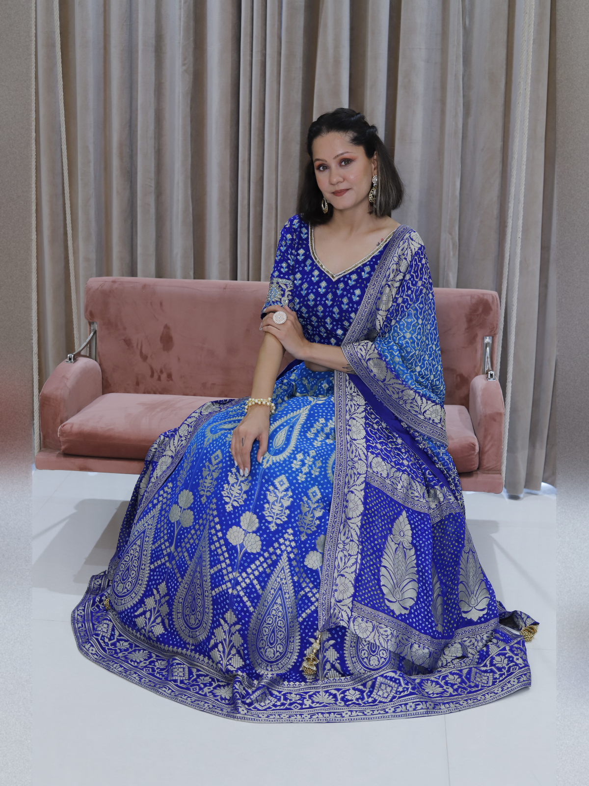 Royal blue banarasi lehenga