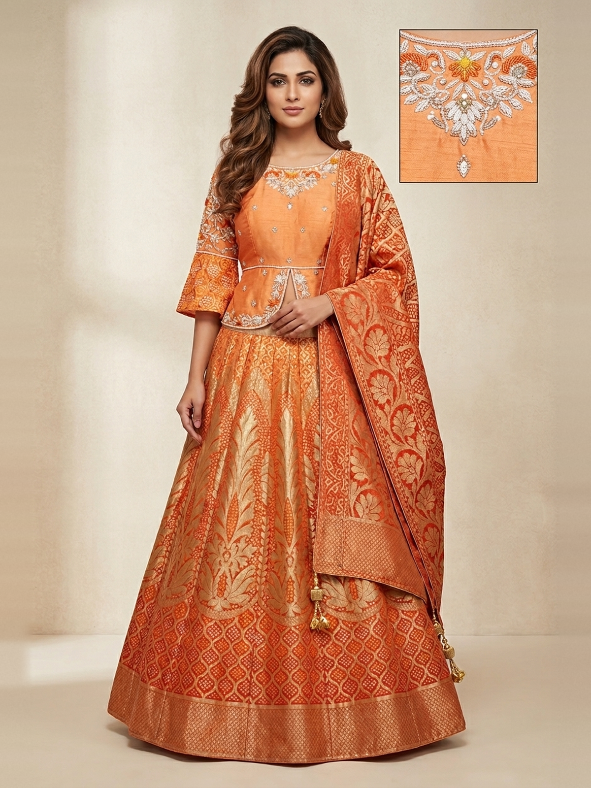 Pure amber banarasi Bandhani lehenga