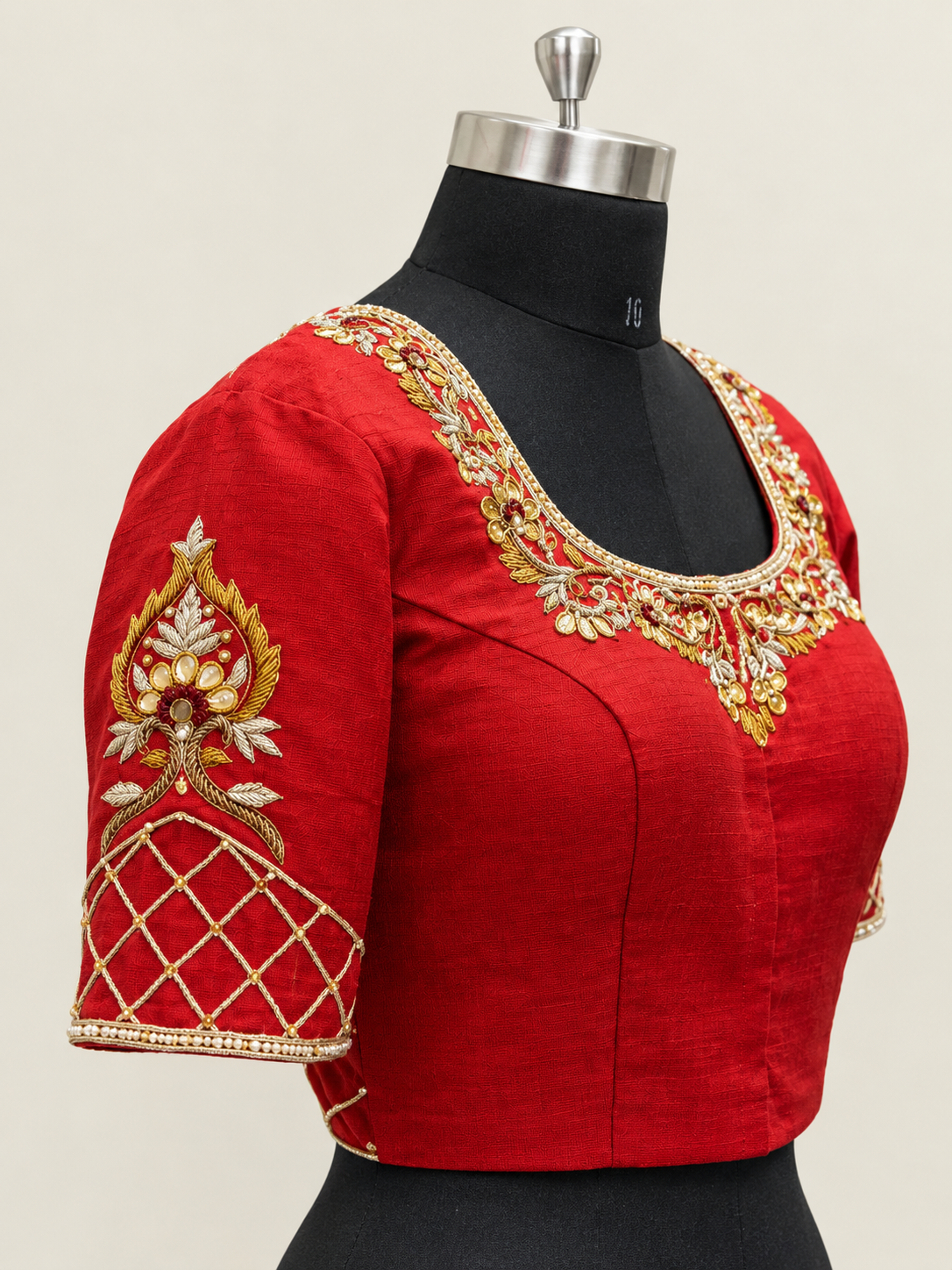 Red blouse in gotta work
