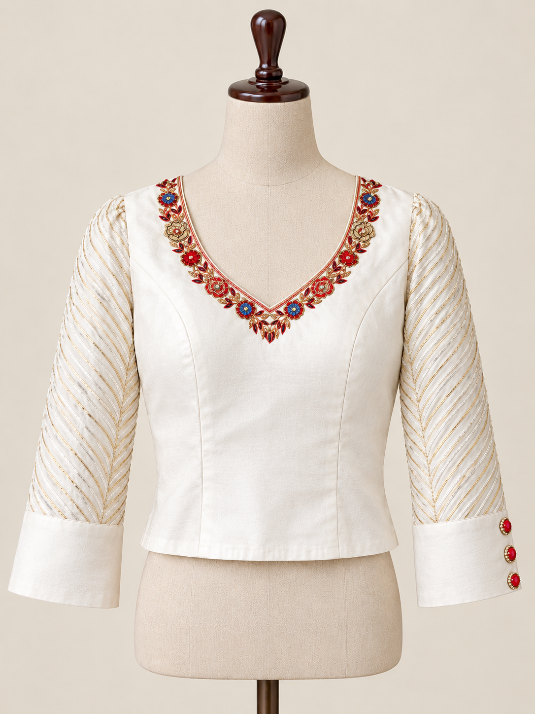 Off white blouse in bead and sequence embroidery