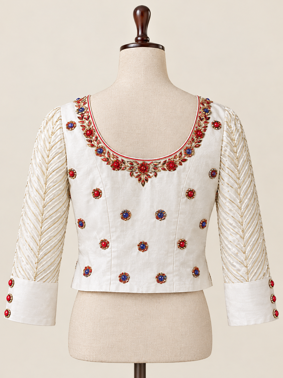 Off white blouse in bead and sequence embroidery