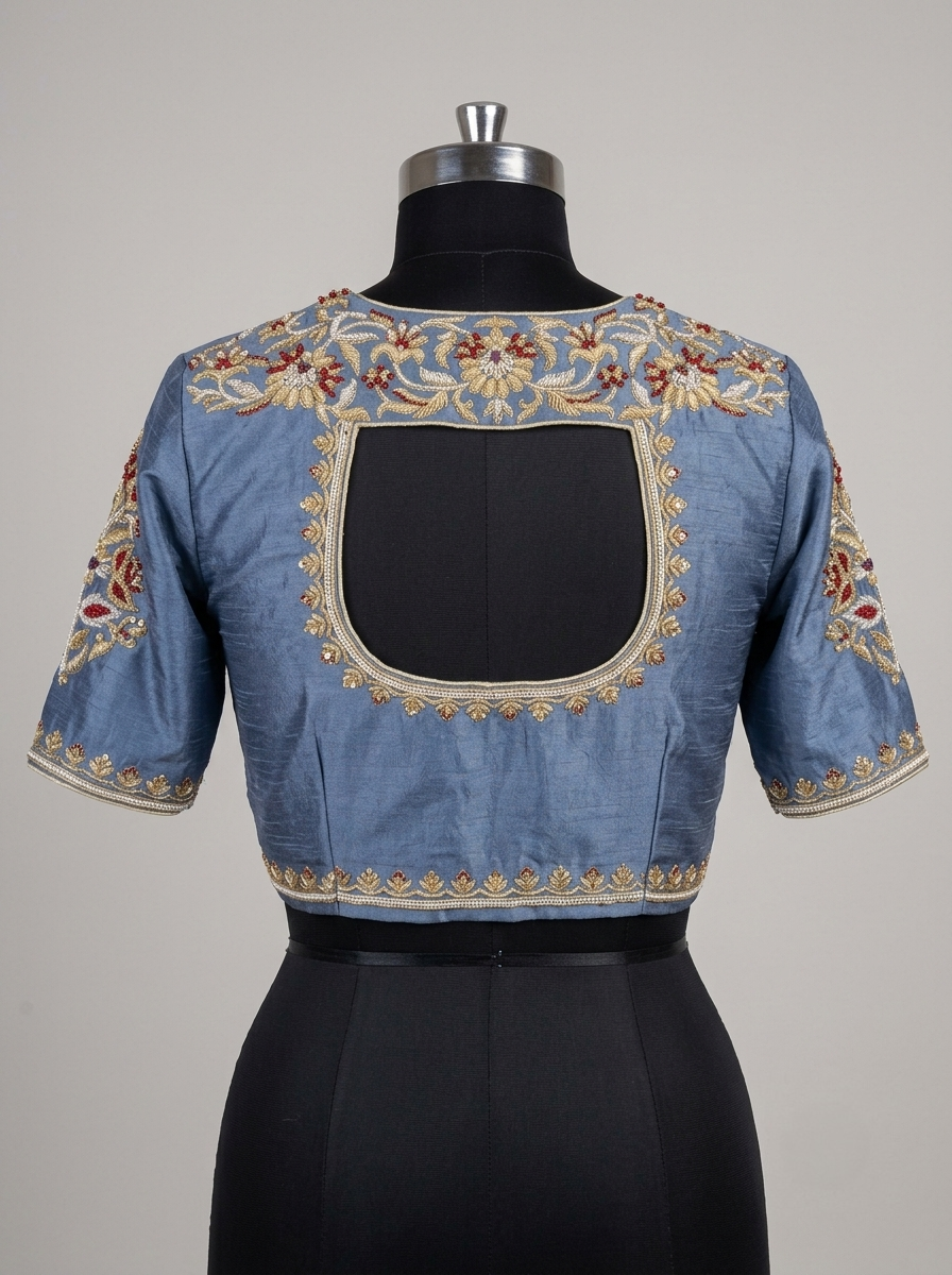 Denim blue blouse