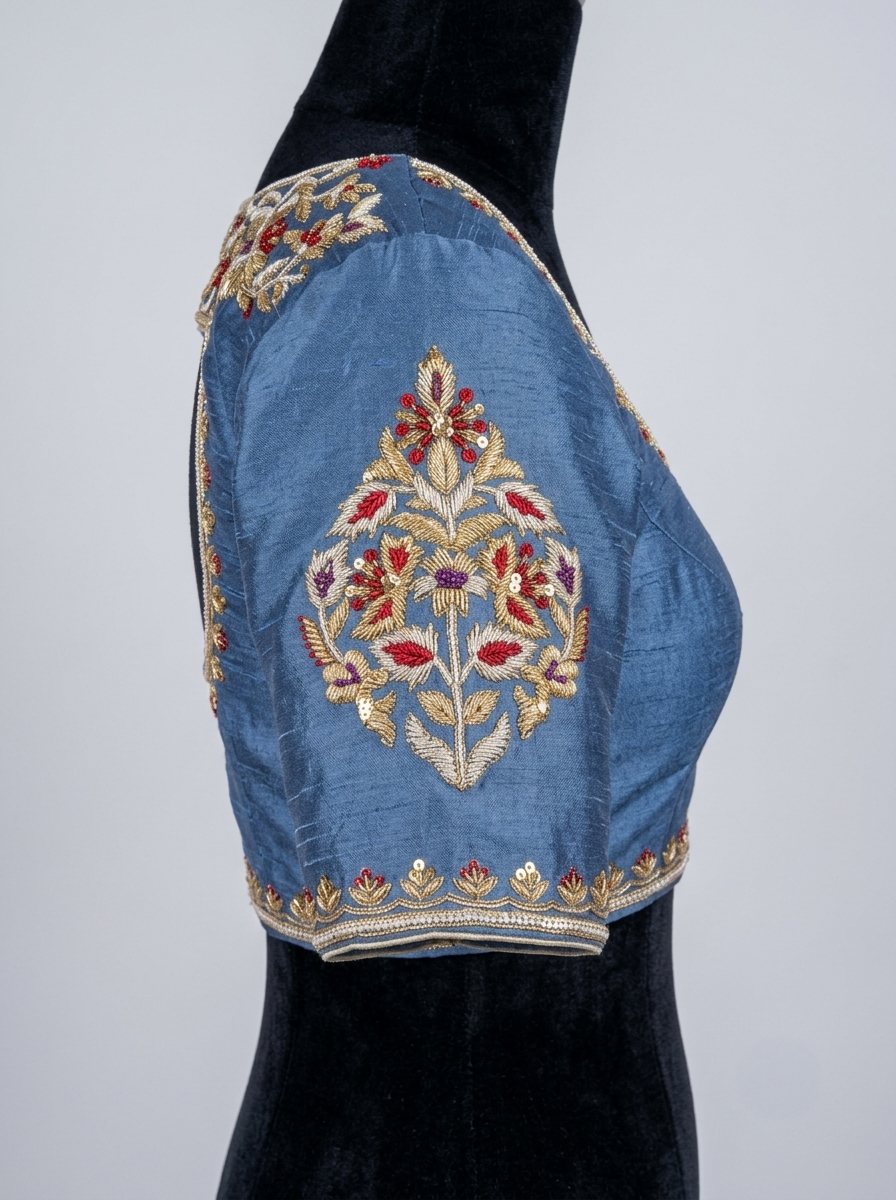 Denim blue blouse