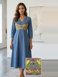 Blue with Yellow patch work dress