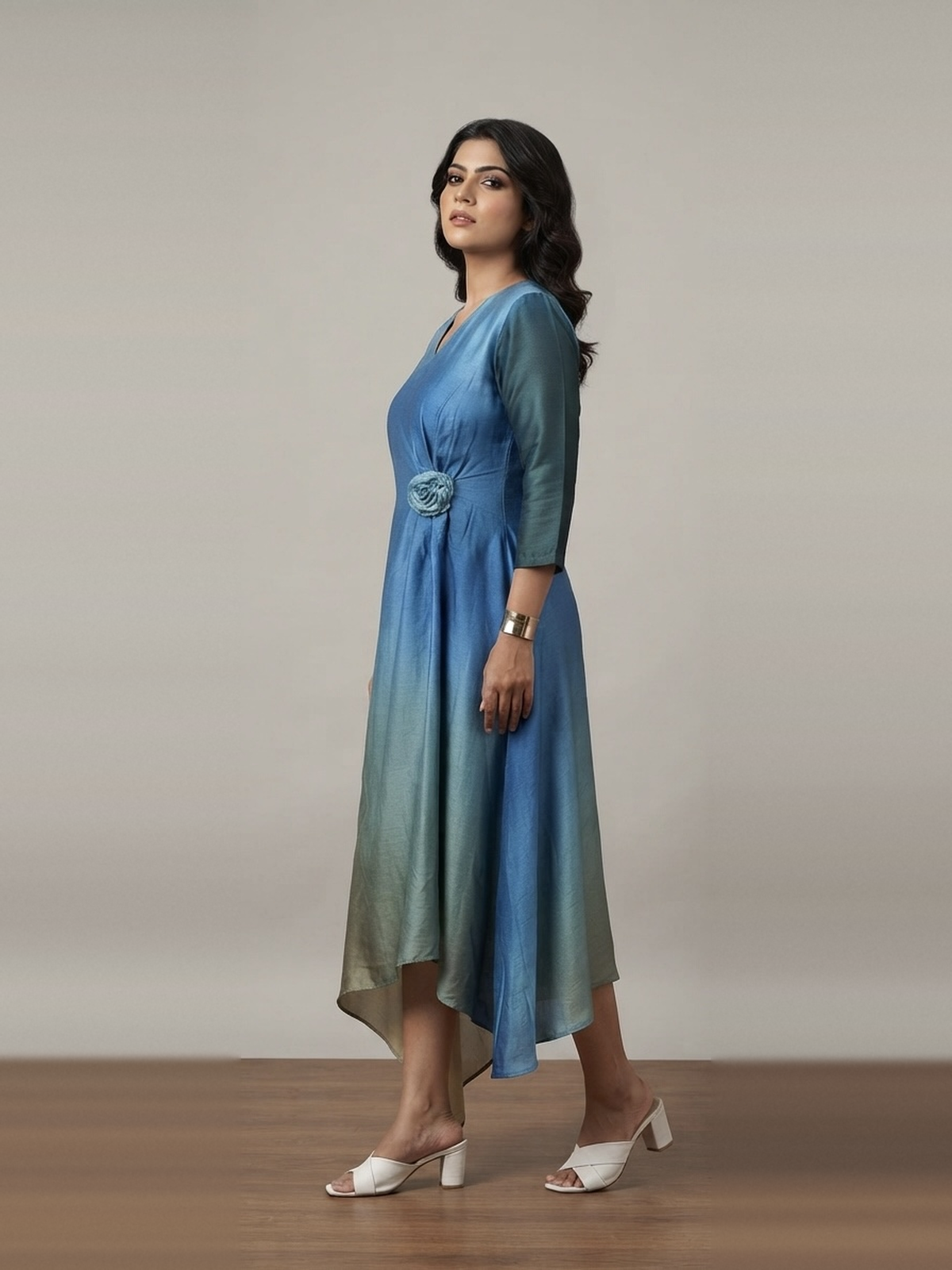 Blue shaded asymmetric dress