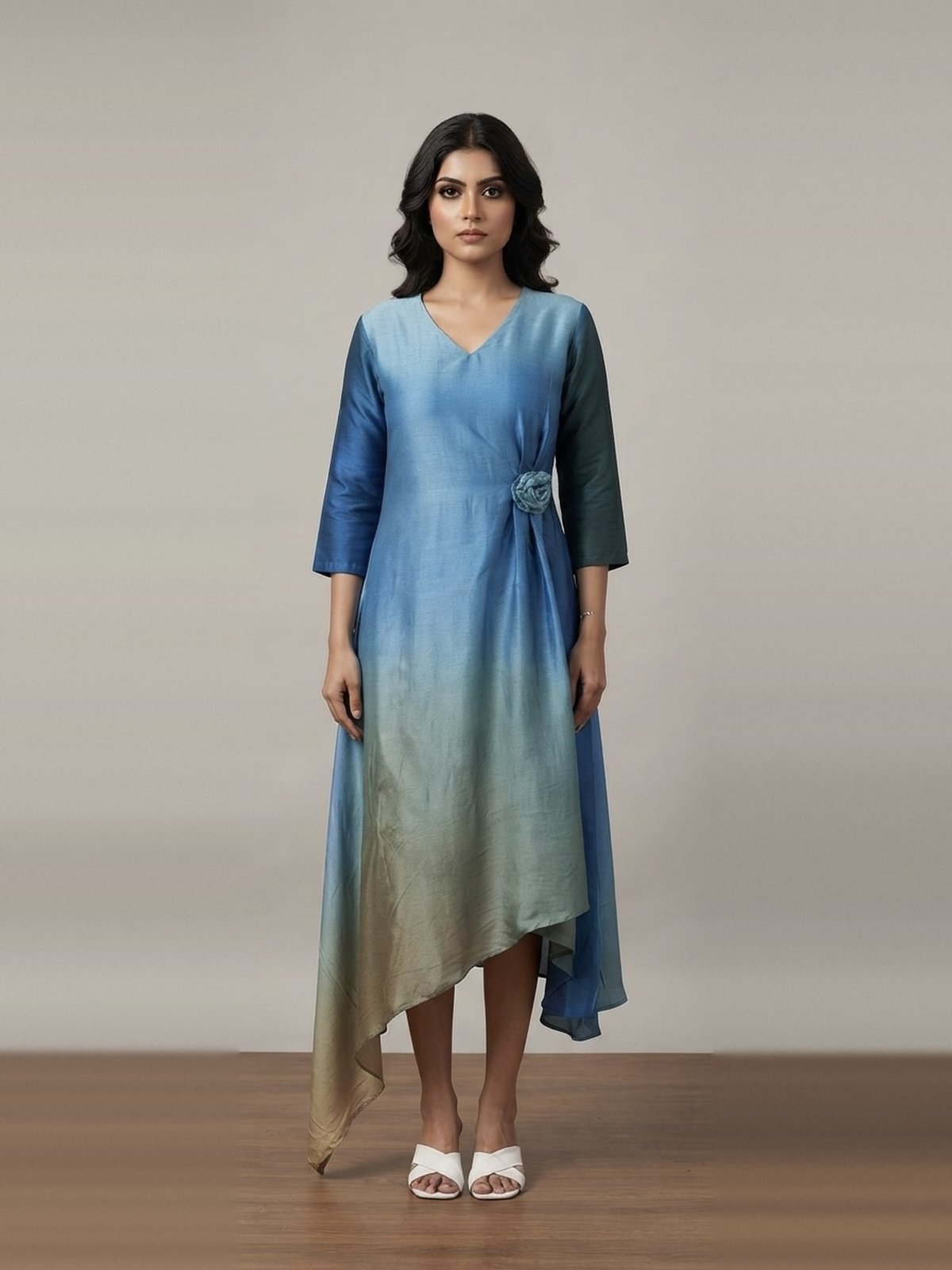 Blue shaded asymmetric dress