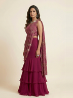 3 tier stitch saree