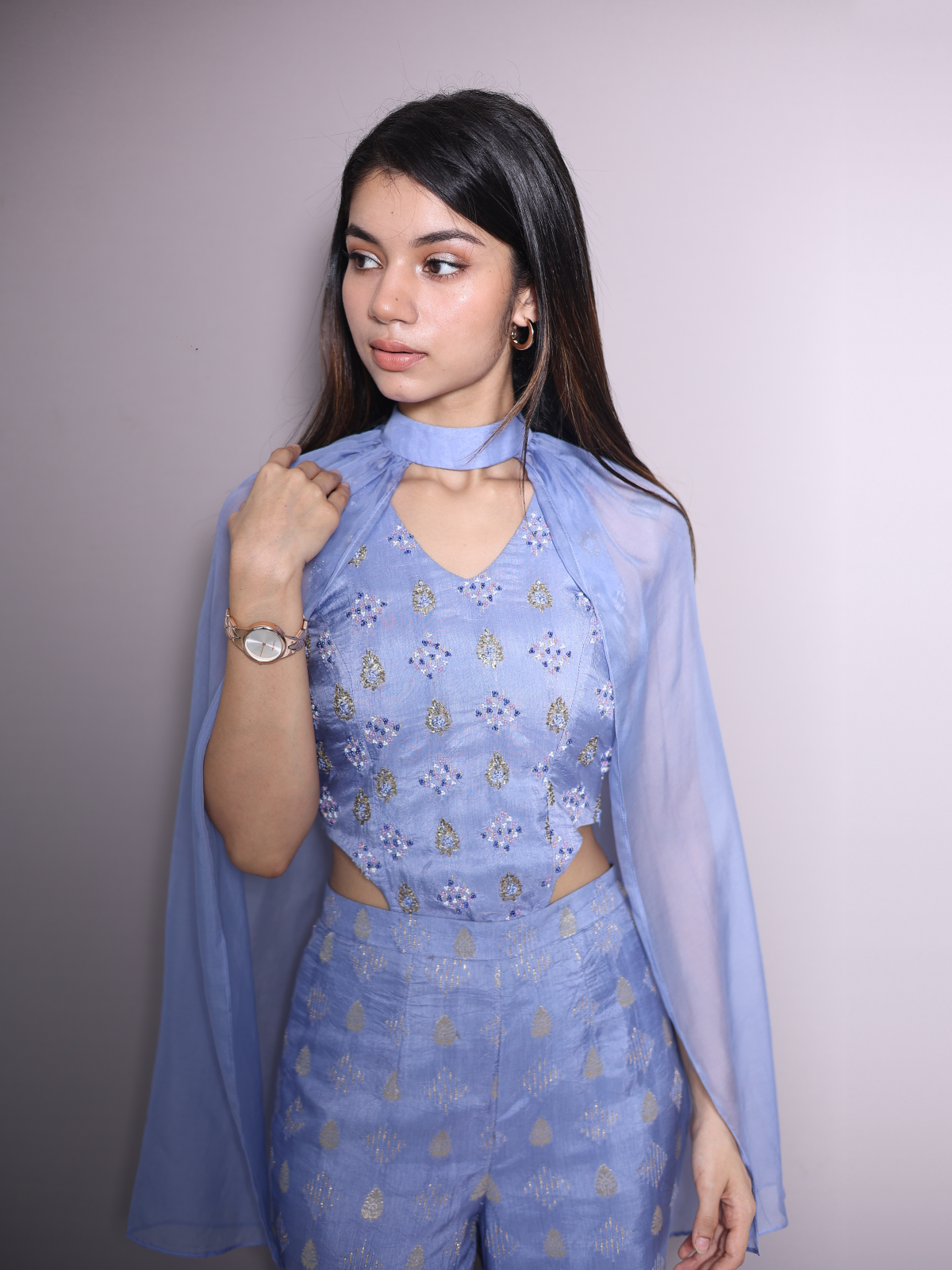 Powder blue indo western