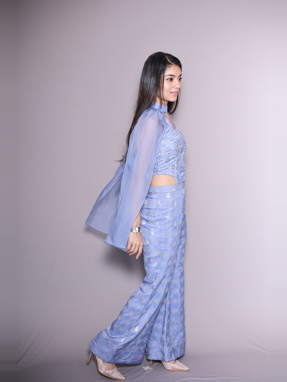 Powder blue indo western