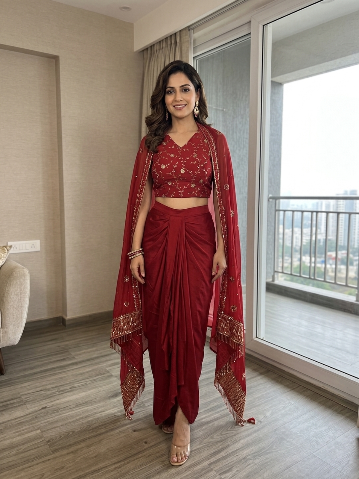 Dhoti skirt cape set