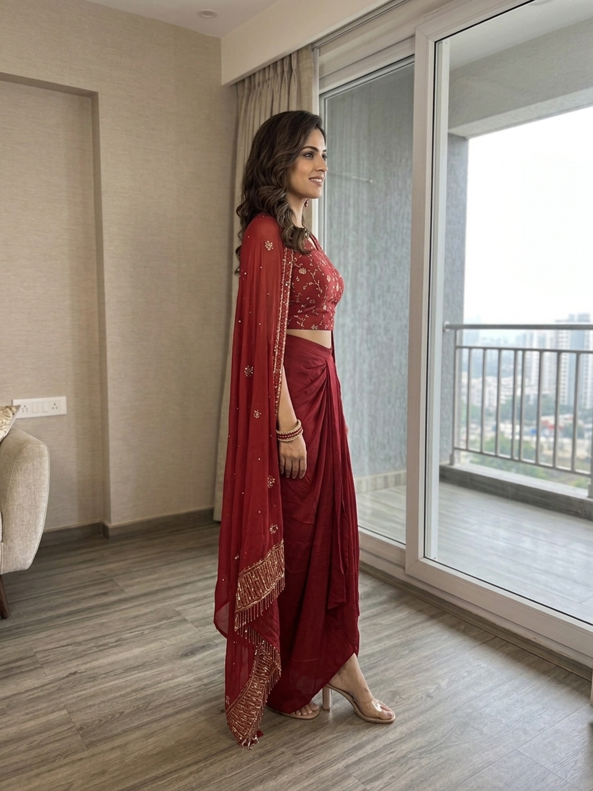 Dhoti skirt cape set