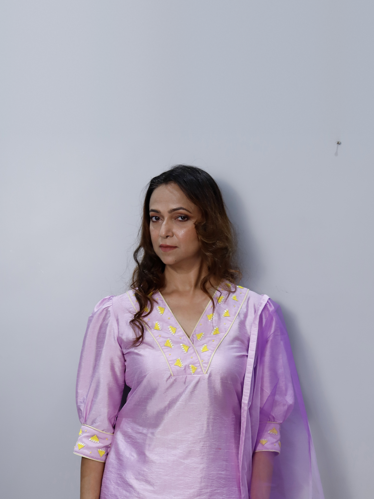 Purple kurta set with dupatta