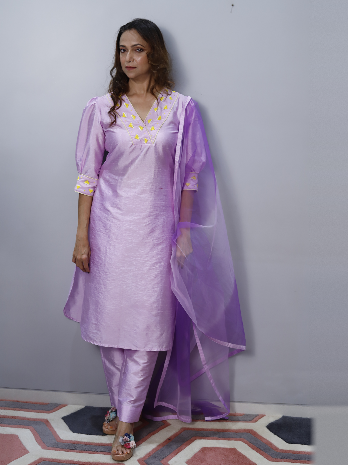 Purple kurta set with dupatta