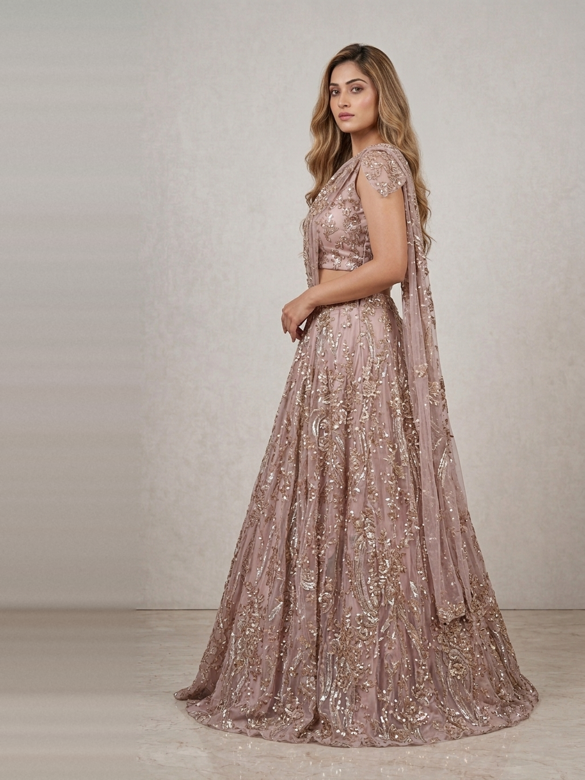 Dusty rose pink lehenga