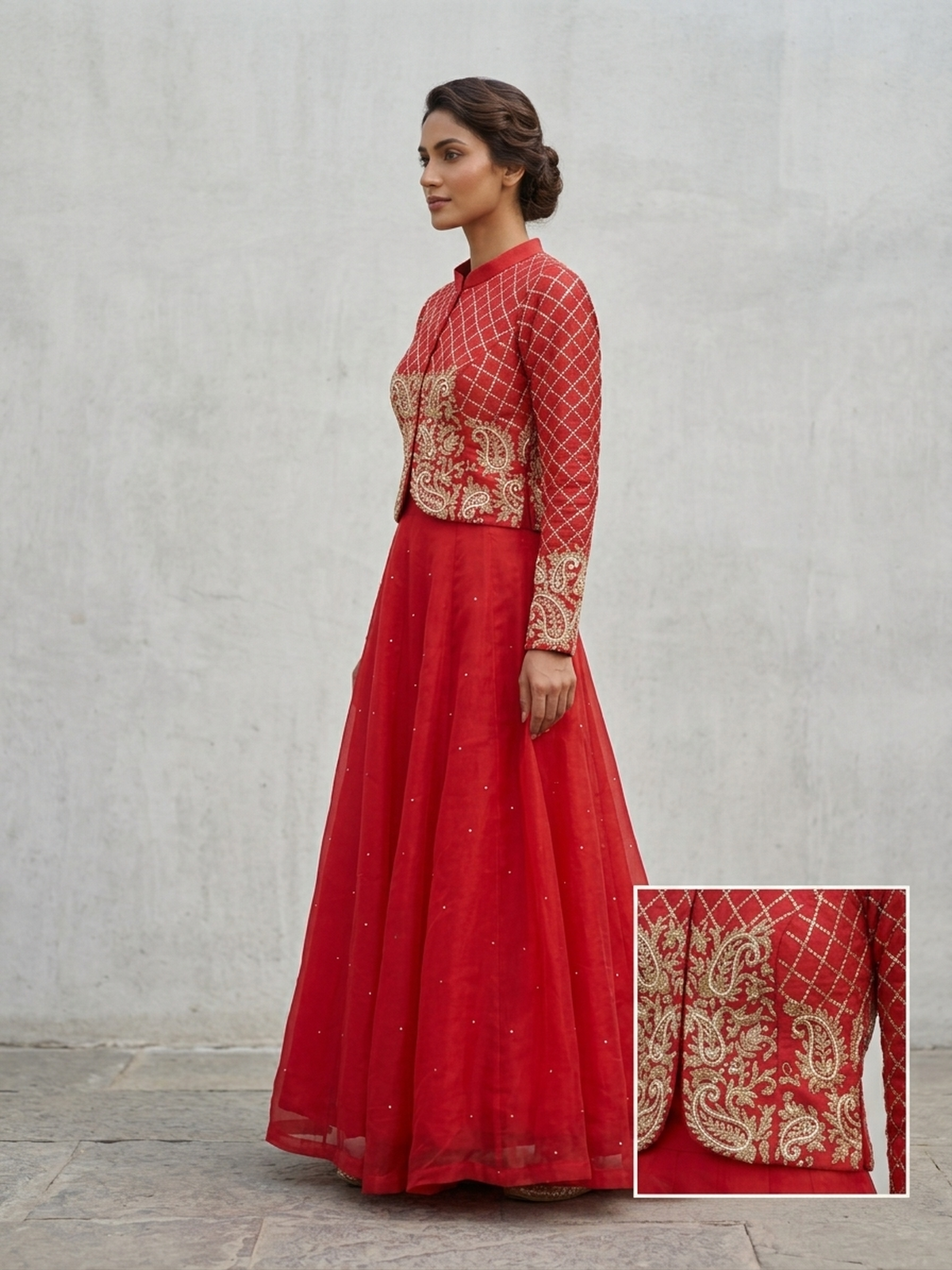 Royal red organza silk