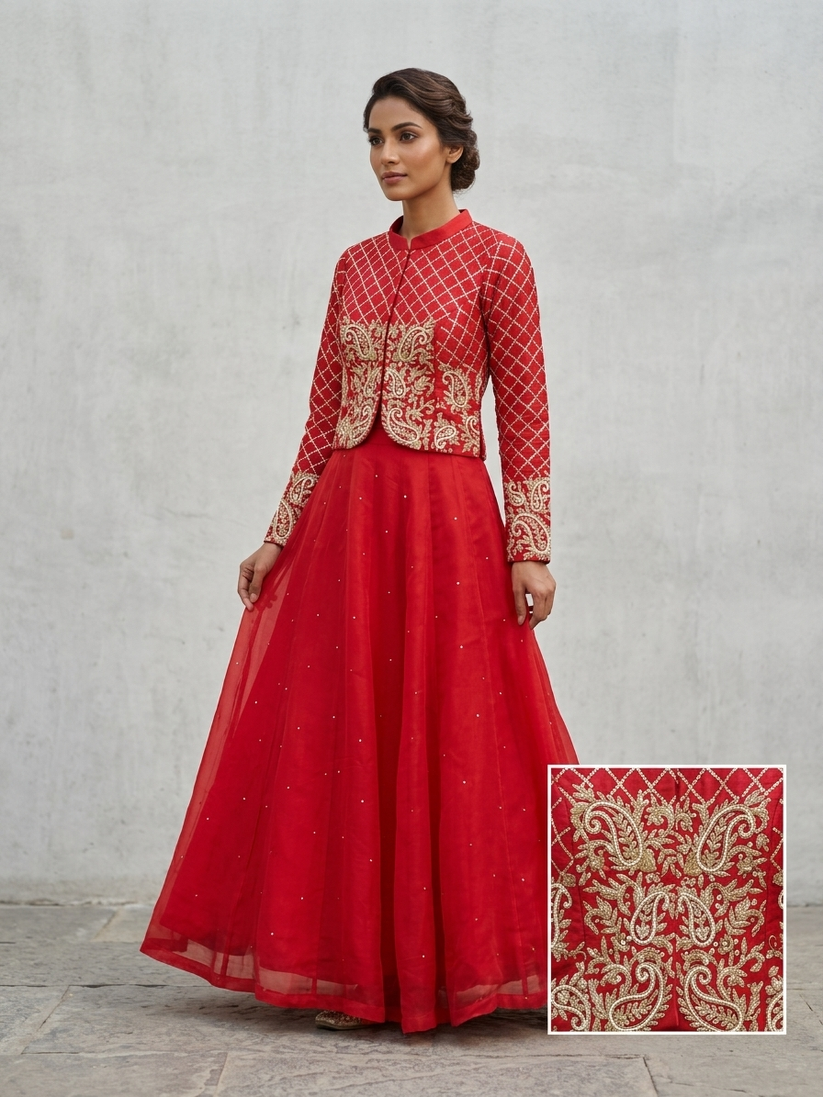 Royal red organza silk