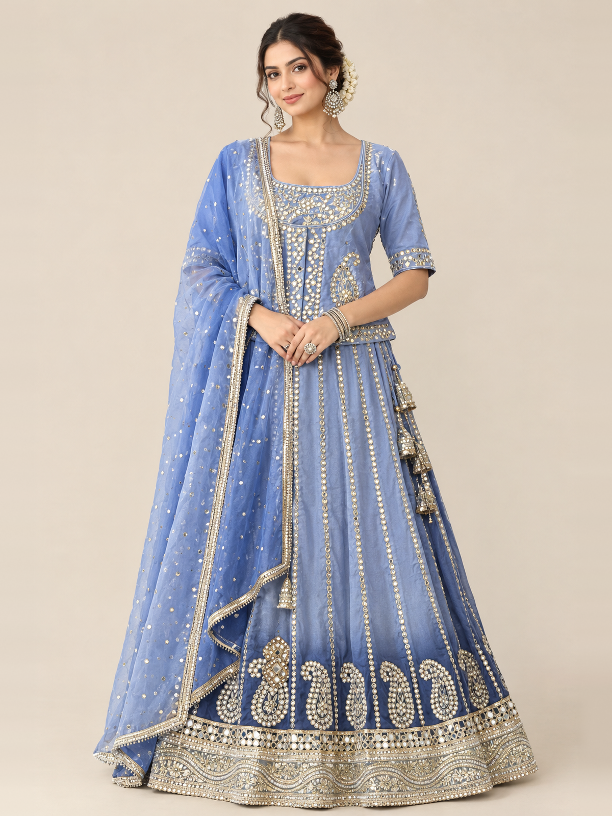 Pastel blue lehenga set