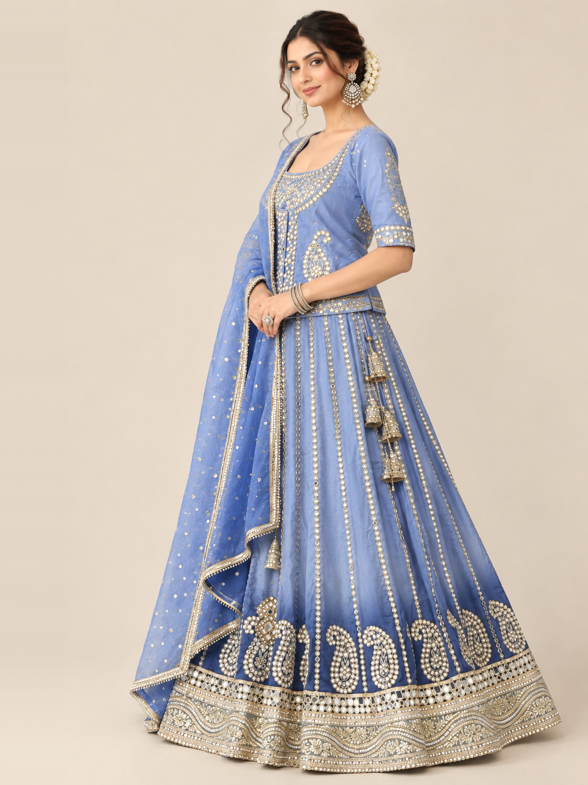 Pastel blue lehenga set