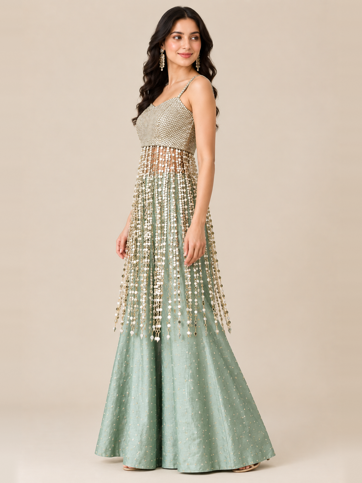 Sage Green Mirrorwork Co-Ord Set
